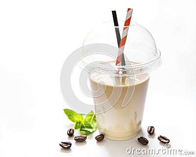 Delicious cold coffee cocktail with milk Stock Photo