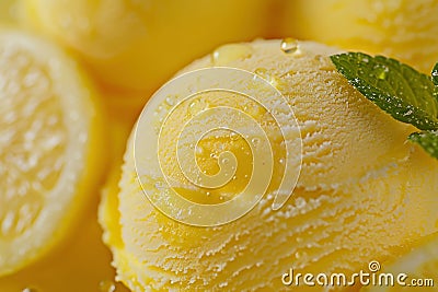 Delicious cold lemon sorbet close-up Stock Photo