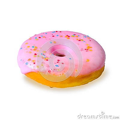 Delicious colorful donuts on white Stock Photo