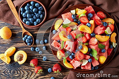 Fresh fruit salad on a plate Stock Photo