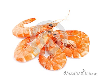 Delicious cooked whole shrimps isolated Stock Photo