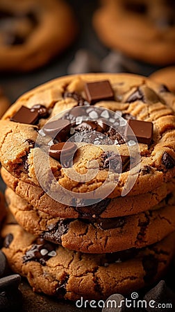 Delicious cookies with chocolate chips sweet treat on the table Stock Photo