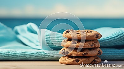Delicious Cookies on a Clean Towel AI Generated Cartoon Illustration