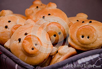 Delicious cookies in form of small nice pigs Stock Photo
