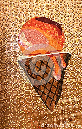 Delicious Cotai Wynn Palace Hotel Pastry Bakery Sweet Treats Dessert Waffle Cone Vanilla Strawberry Raspberry Ice-cream Mosaic Editorial Stock Photo