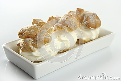 Delicious cream puff cake Stock Photo