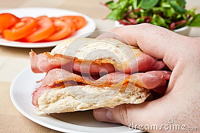 Delicious crispy bacon sandwich Stock Photo