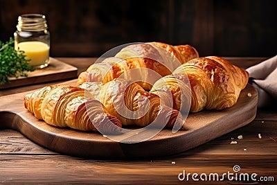 Delicious crispy croissant. Generative AI Stock Photo