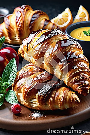 delicious croissant on a plate with perfect taste Stock Photo