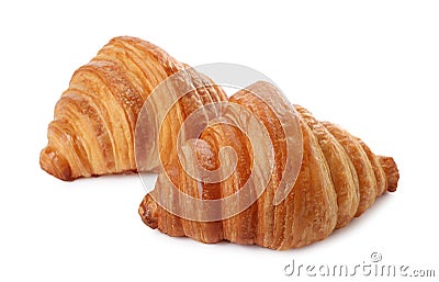 Delicious croissants isolated on white. Fresh pastries Stock Photo