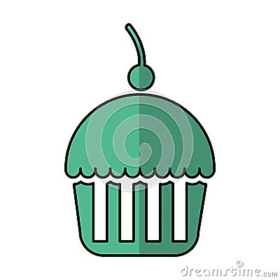 Delicious cupcake isolated icon Vector Illustration