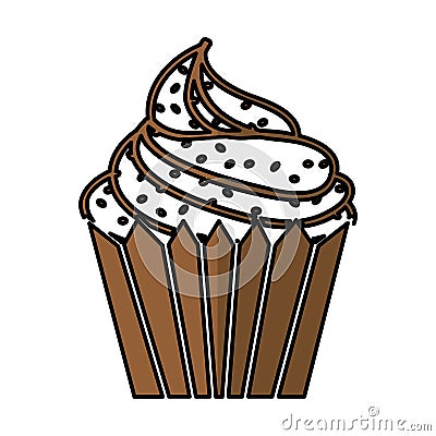 Delicious cupcake isolated icon Vector Illustration