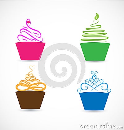 Delicious cupcake set Vector Illustration