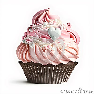 Delicious cupcake on a white background, illustration ai generative Cartoon Illustration