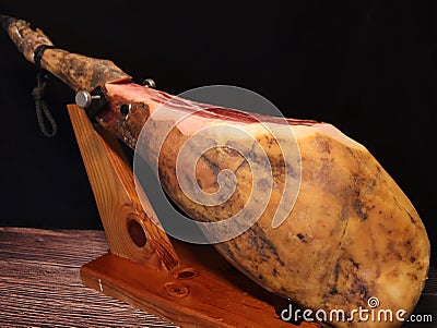 delicious cured Iberian ham ready to be consumed typical dry Spanish Stock Photo