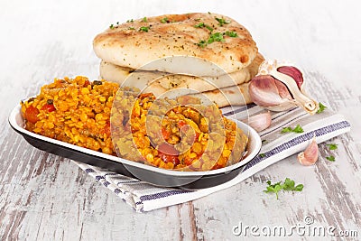 Dal with naan. Stock Photo