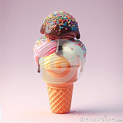 Delicious decorated ice cream Stock Photo