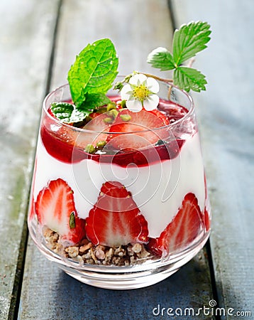 Delicious decorative strawberry dessert Stock Photo