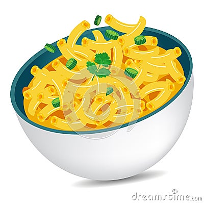 Delicious mac and cheese bowl vector illustration Vector Illustration