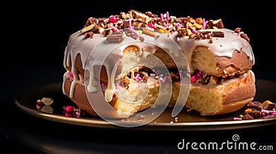 Extravagant Uhd Image Of Nikon D850-inspired Donut With Frosting And Sprinkles Stock Photo