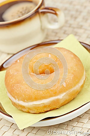 Delicious donut with coffee Stock Photo