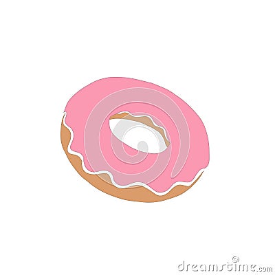 Delicious donut with pink cream Vector Illustration
