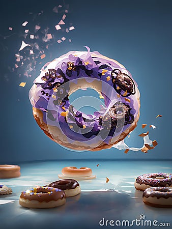 Delicious donut with sugar glaze, dough pastry, ring-shaped Stock Photo