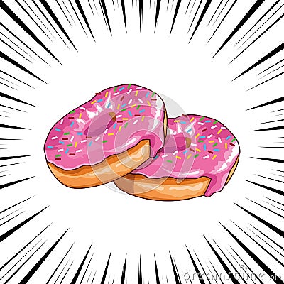Delicious donuts icon pop art Vector Illustration