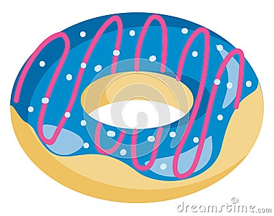 A doughnut with blue cream, vector or color illustration Vector Illustration