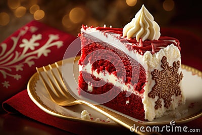 delicious festive dessert baked red velvet cake Stock Photo