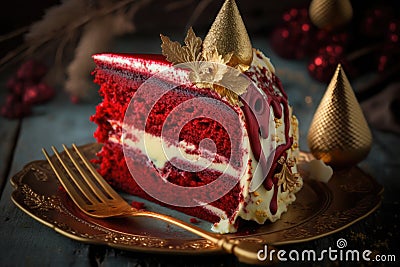 delicious festive dessert baked red velvet cake Stock Photo