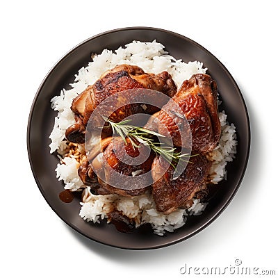 Delicious Filipino Adobo Chicken on a Plate for Your Next Recipe Book Cover. Stock Photo