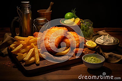 Delicious Fish Dish with Tartar. Stock Photo