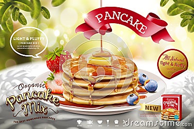 Delicious fluffy pancake ads Vector Illustration