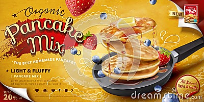 Delicious fluffy pancake ad Vector Illustration