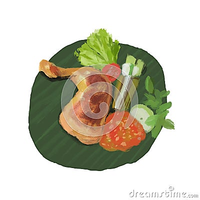 Delicious Food in Malaysia, Ayam Penyet, or Chicken rice Stock Photo