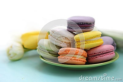 Delicious french dessert: home-made macaroons Stock Photo