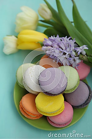 Delicious french dessert: home-made macaroons Stock Photo