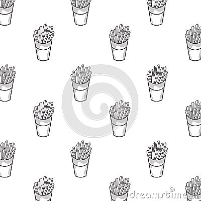 Delicious french fries fast food pattern Vector Illustration