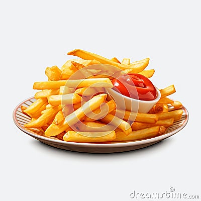 Delicious French Fries With Sauce On Plate - Lifelike Renderings Stock Photo