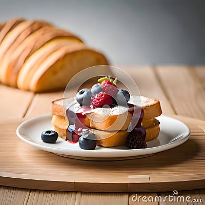 Delicious french toast - ai generated image Stock Photo