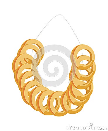 Delicious fresh bagels in chain with crispy crust isolated illustration Vector Illustration