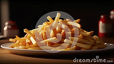 delicious fresh large portion of french fries Stock Photo