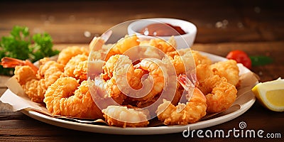 delicious fried breaded shrimp dish Stock Photo
