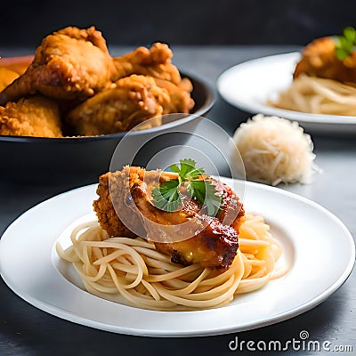 Delicious fried chicken - ai generated image Stock Photo