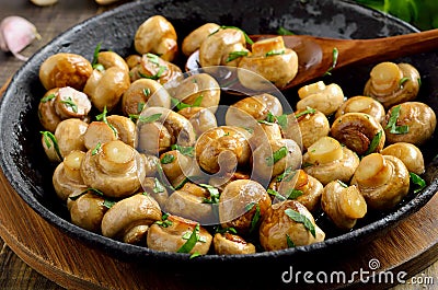 Delicious fried mushrooms Stock Photo