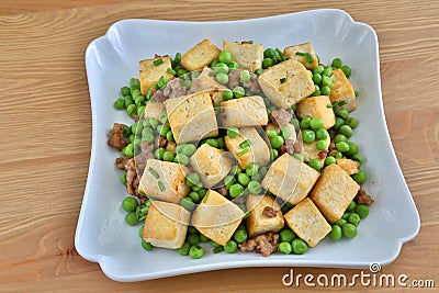 Delicious Fried Tofu green beans Stock Photo