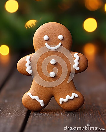 Delicious Gingerbread Man Sugar Cookie AI Generated Cartoon Illustration