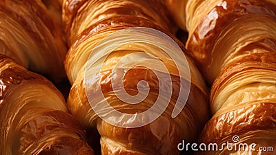 Delicious Golden Croissants Wallpaper, Croissants Texture Pattern. Generative AI Stock Photo