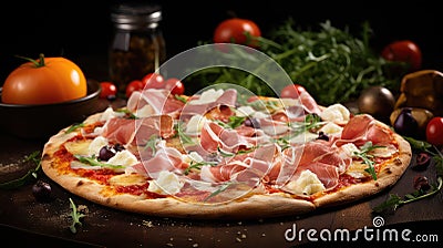 delicious gourmet pizza food Cartoon Illustration